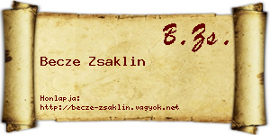 Becze Zsaklin névjegykártya